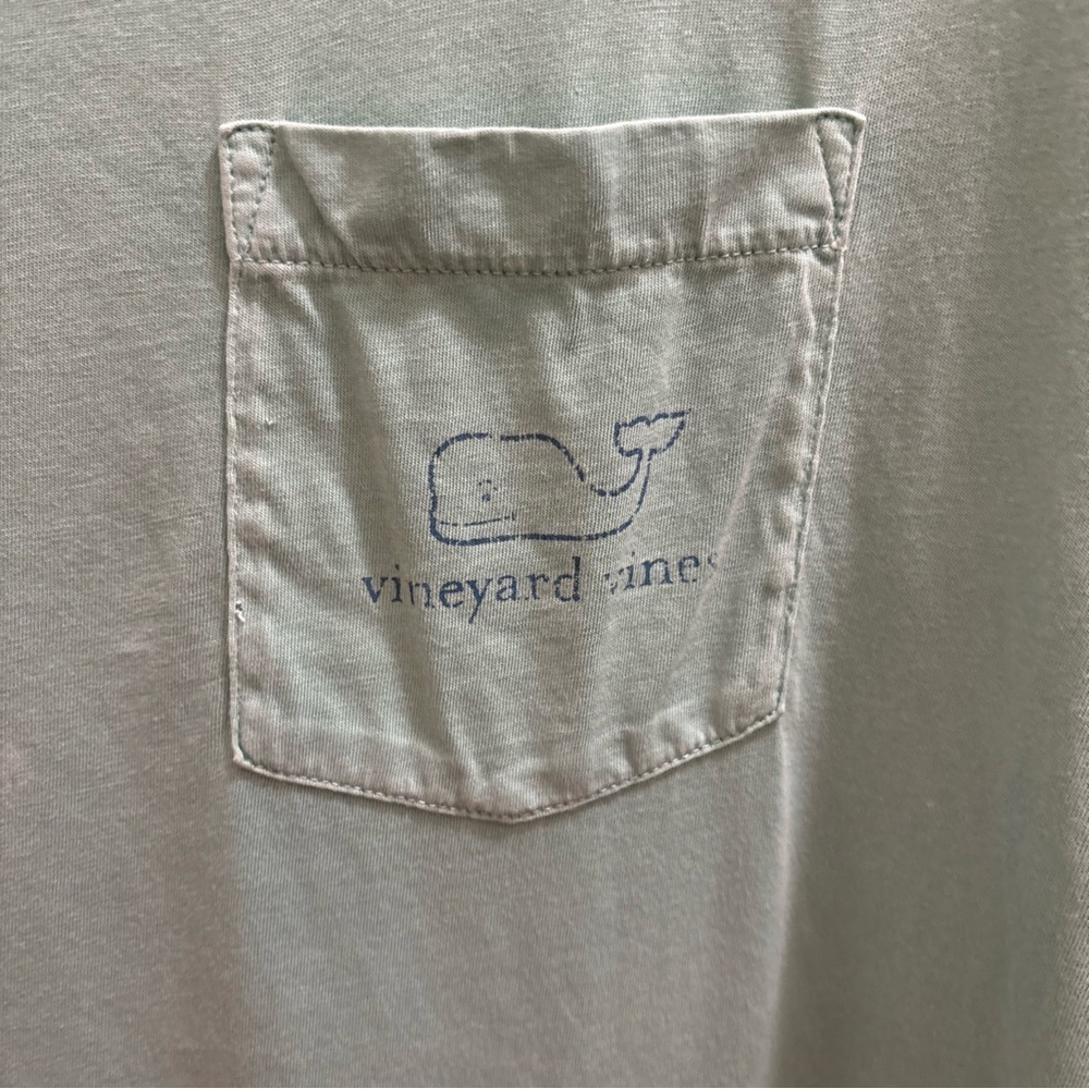 Vineyard Vines Shirt Mens Large Green Short Sleeve Pocket Whale Logo Casual Tee - Picture 3 of 6